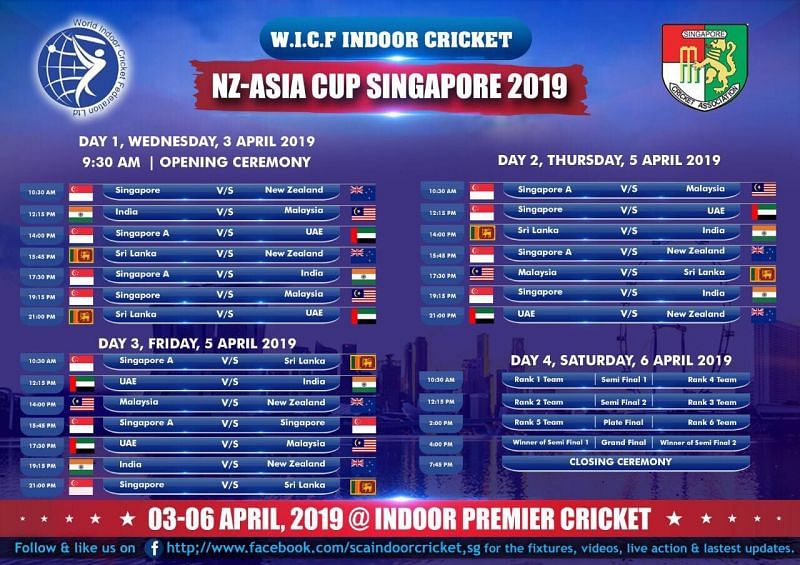 Indoor Cricket: New Zealand-Asia Cup - Fixtures and schedule released