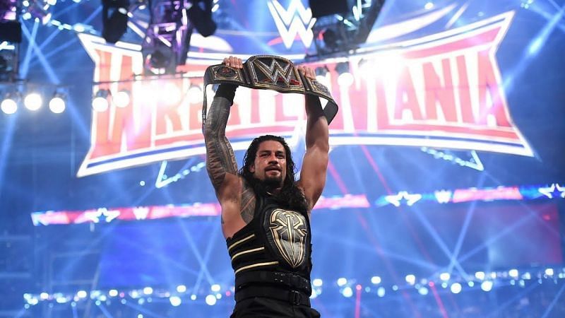 Roman Reigns winning the WWE Championship at WrestleMania 32
