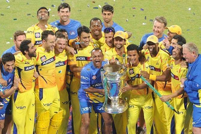 Chennai Super Kings celebrating their triumph