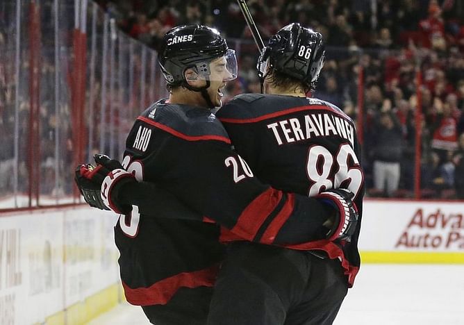 Aho's goal, assist lead surging Hurricanes past Blues 5-2