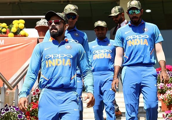 Indian players wore camouflage caps as a tribute to the armed forces during the Ranchi ODI