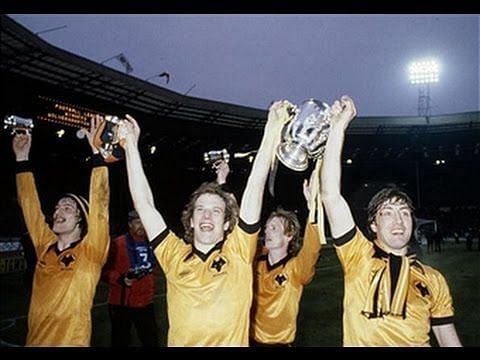 Current Bein Sports pundit, Andy Gray (centre), in his playing days celebrating with Wolves