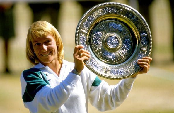 Martina Navratilova with the Venus Rosewater Dish