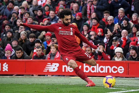 Mohamed Salah in action for Liverpool.