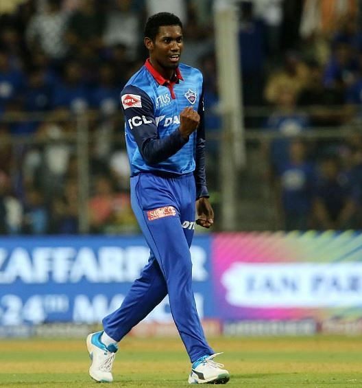 The West Indies all-rounder dismissed Pollard with his change of pace (Image: FB/Delhi Capitals)