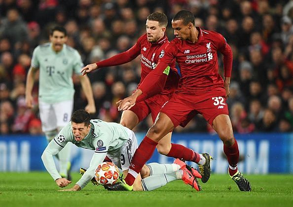 Robert Lewandowski in action during the first leg