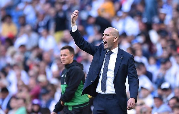 Zidane looks on during a game against Celta Vigo.