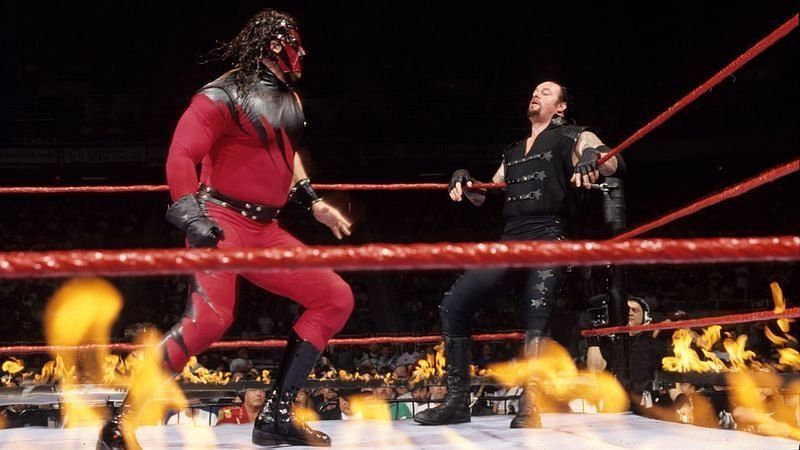 Kane takes it to Undertaker in an Inferno match.