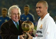 Ronaldo Nazario with his Ballon d'Or