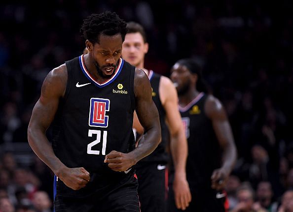 Patrick Beverley celebrates during the Clippers&#039; win over the Dallas Mavericks recently
