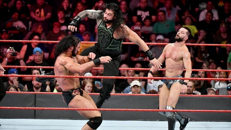 Roman Reigns, Drew McIntyre and Finn Balor