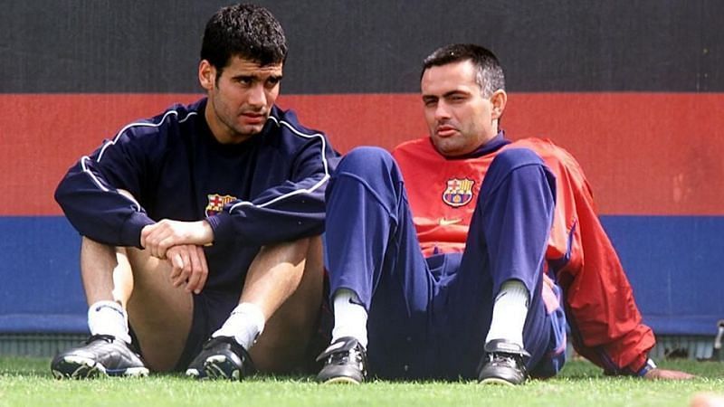 Mourinho and Pep during their time at FC Barcelona.