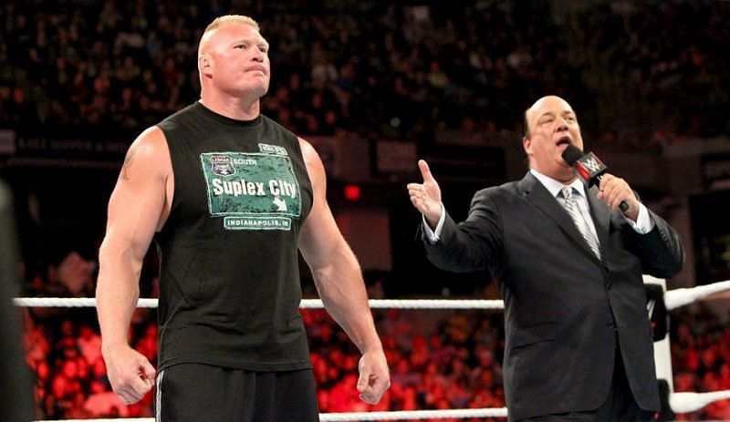 Brock Lesnar with his advocate Paul Heyman