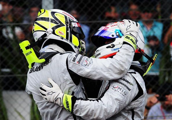 Jenson Button (left) and Rubens Barrichello got Brawn GP off to the perfect start in F1.