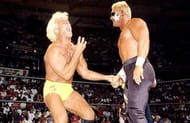Nature Boy Ric Flair just can't match power with the well-muscled Sting.