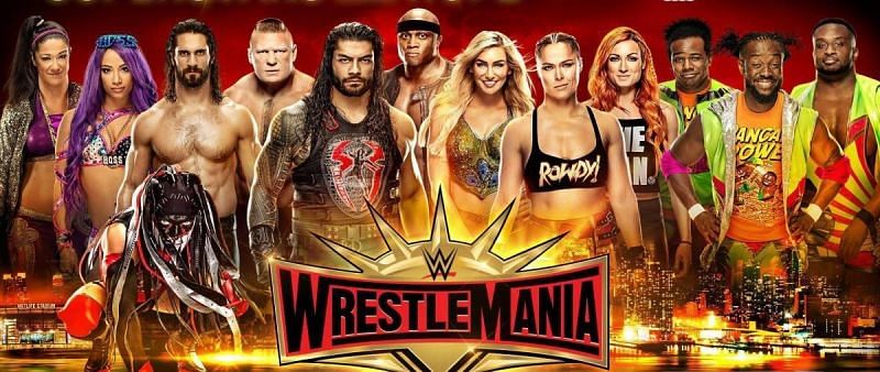 WrestleMania 35 poster featuring many WWE Superstars. Lars Sullivan could win Andre The Giant Memorial Battle Royal.
