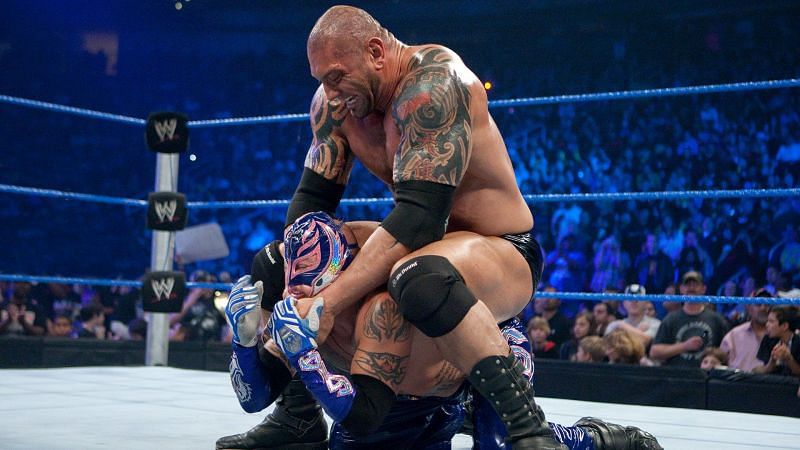 Batista destroyed his so-called friend Rey Mysterio after a fatal 4-way title match in 2009.