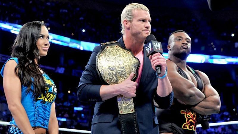 Ziggler, seen here with AJ Lee and Big E, won the title after Jack Swagger&#039;s brush with the law