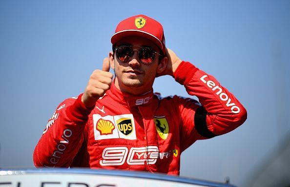 Charles Leclerc in his first race as a Ferrari driver. Big day for Jules Bianchi&#039;s Godson.