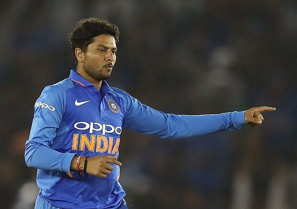 Kuldeep in action against Australia