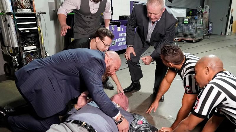 Flair was attacked by Batista on RAW