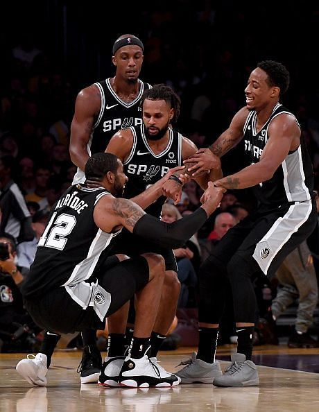 Action from San Antonio Spurs v Los Angeles Lakers