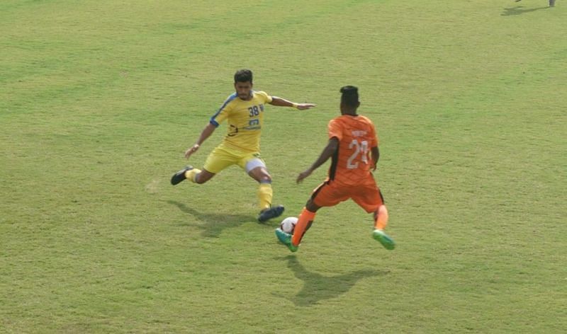 South United FC&#039;s Tonmoy Ghosh pressing high up the pitch