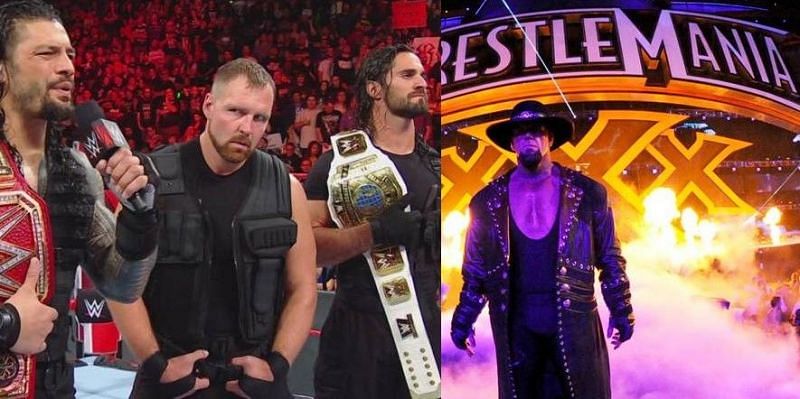 The Undertaker (far right) is yet to be matched up against an opponent at WrestleMania 35