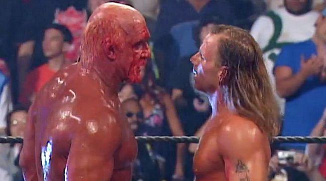 Shawn Michaels and Hulk Hogan face-off.