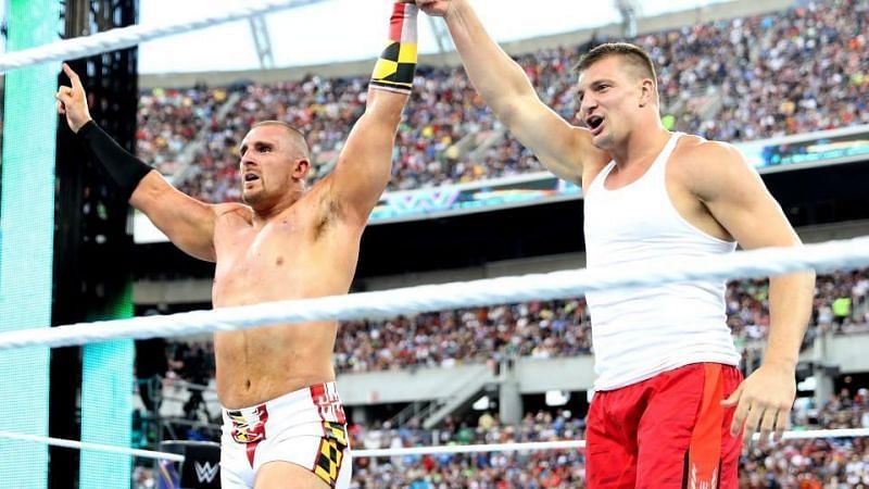 Rob Gronkowski helped Mojo Rawley win the Andre the Giant Battle Royal of WrestleMania 33
