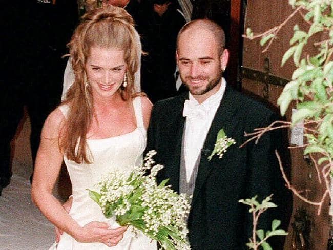 Agassi with his first wife Brooke Shields