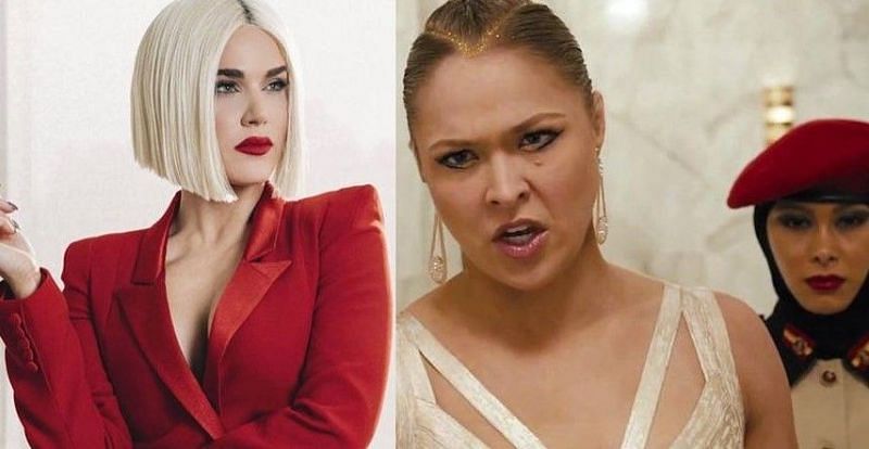 Lana (left) didn&#039;t hold back while sounding off against Ronda Rousey (center)