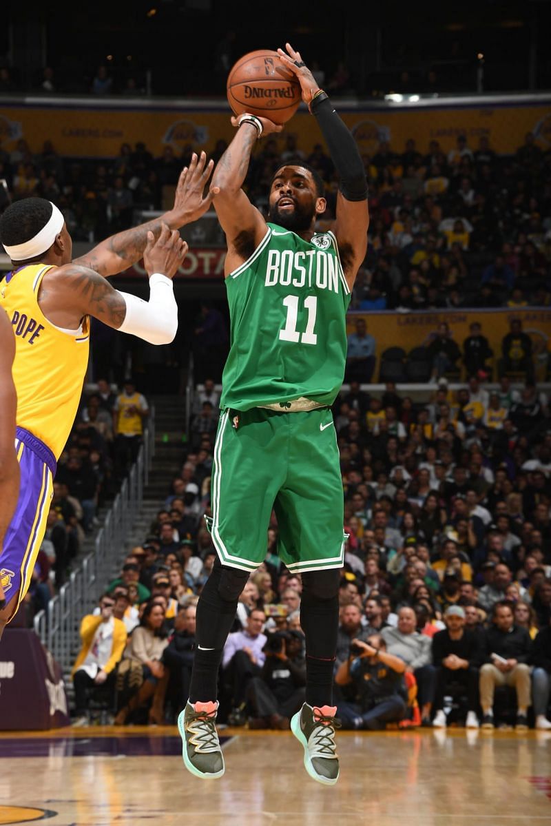 Kyrie Irving in action against Los Angeles Lakers