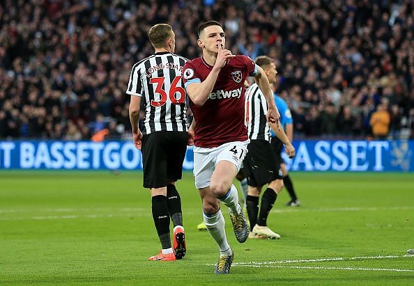 Declan Rice has been in sizzling form and scored 2 goals this season.
