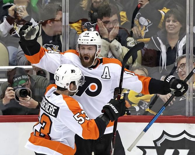 Couturier scores late in OT, Flyers beat Penguins 2-1