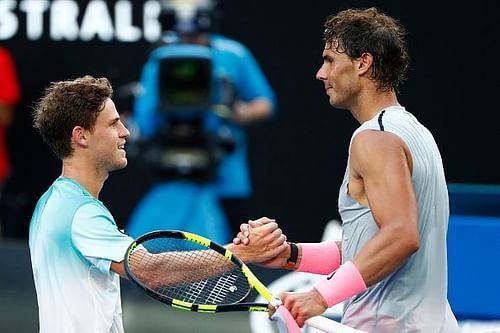 Nadal and Schwartzman at 2018 Australian Open - Day 7