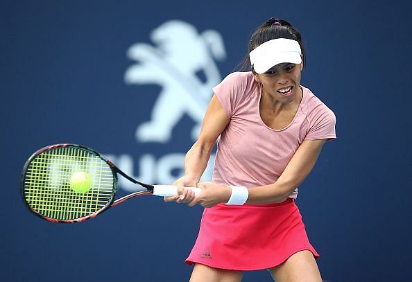 One of a kind: Hsieh used a two-handed forehand as a child to compensate for a lack of power in her forearm, and it has over time developed into a distinctive style of play.&Acirc;&nbsp;&Acirc;&nbsp;