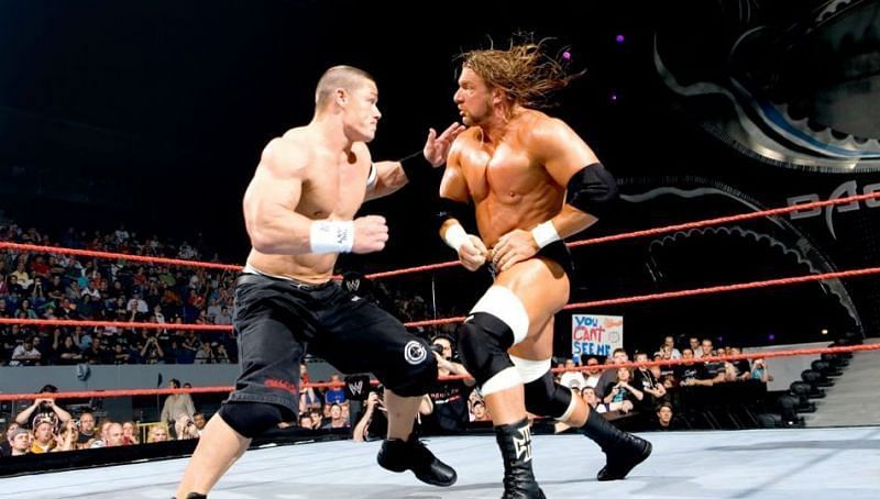 John Cena battling Triple H at WrestleMania 22