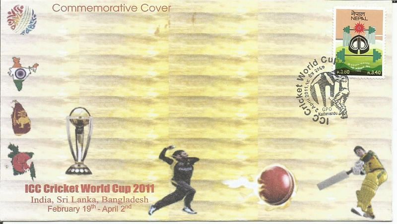 A SPECIAL COMMEMORATIVE COVER OF NEPAL ON 2011 CRICKET WORLD CUP