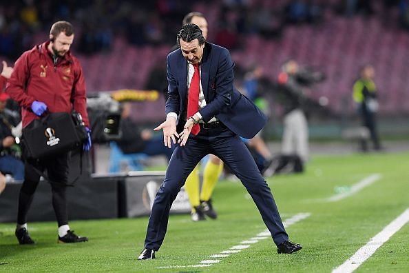 Emery casting a magical spell, hoping it would improve Mustafi&#039;s performances