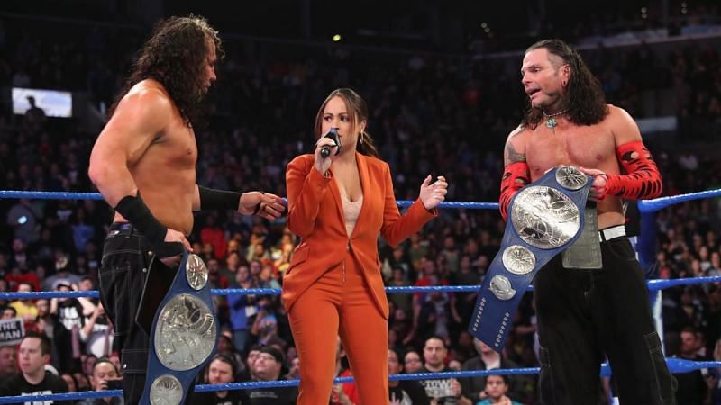 The Hardy Boyz defeated The Usos for the SmackDown Live Tag Team Titles during the episode