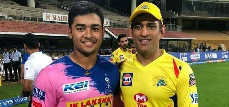 Riyan Parag with Dhoni