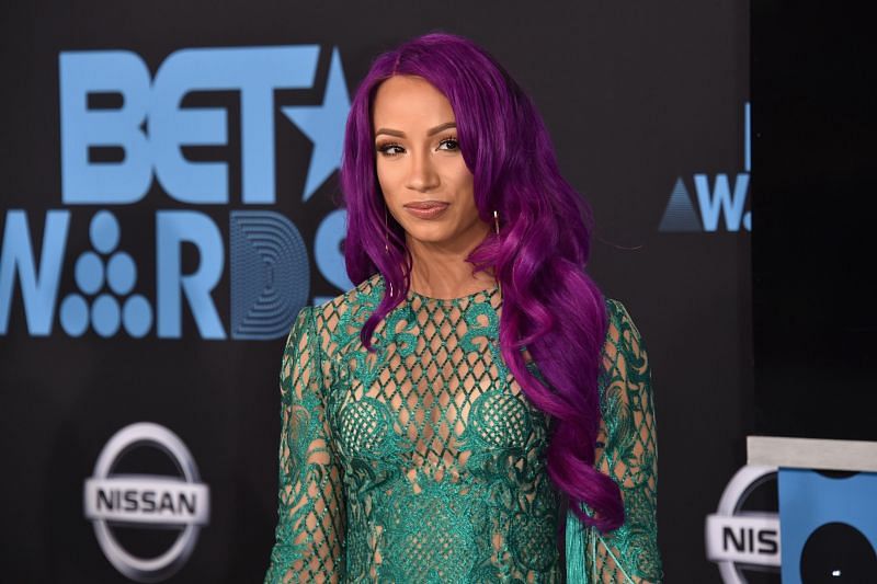 Sasha Banks in an evening gown at a BET gala.