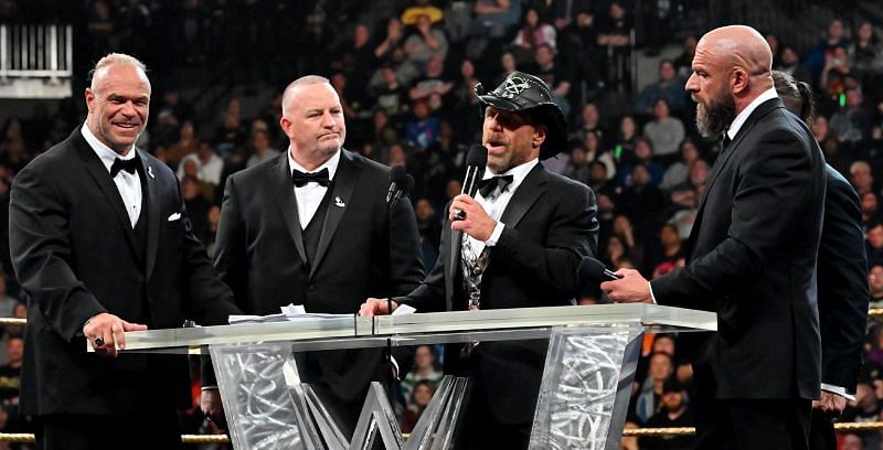 Triple H (far right) stole the show at the 2019 WWE Hall of Fame ceremony
