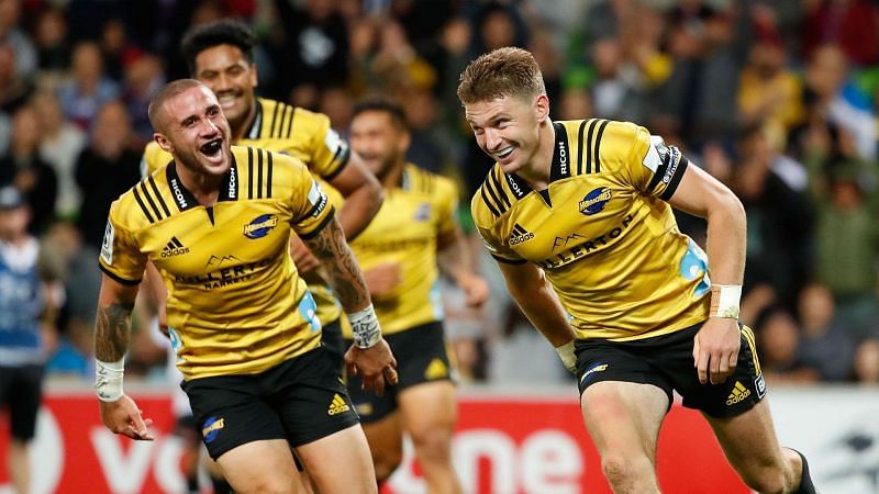 TJ Parenara and Beauden Barrett in action for The Hurricanes: picture courtesy of Rugbypass.com