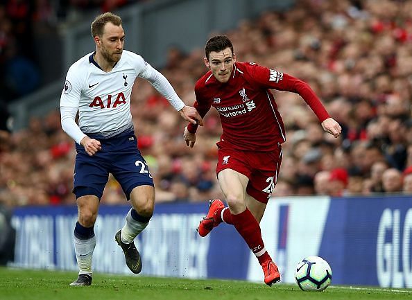 Robertson defended well to thwart Eriksen as he threatened while creating an excellent assist for Firmino