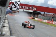 Lewis Hamilton winning the British Grand Prix for McLaren in 2008