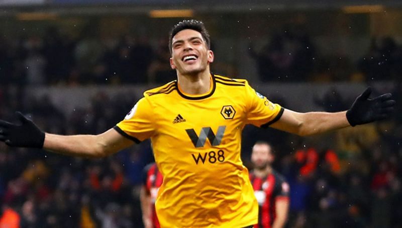 Raul Jimenez celebrates one of many goals for Wolves this season