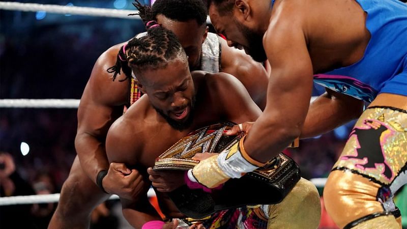 Kofi Kingston Celebrates Winning The WWE Championship at WrestleMania 35
