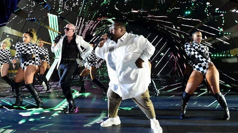 Pitbull performing at WrestleMania 33